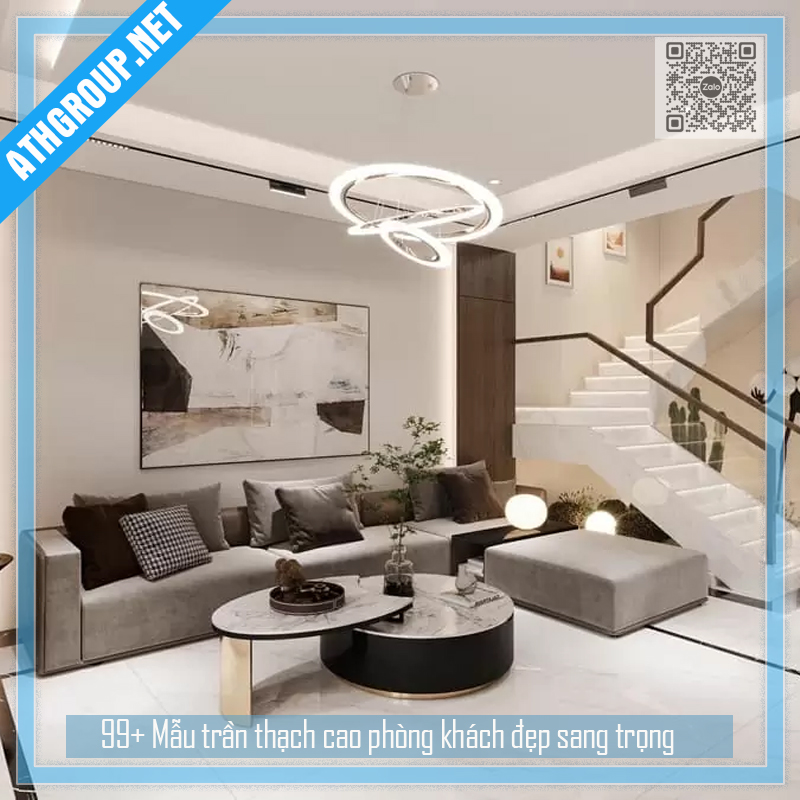 99+ Mẫu trần thạch cao phòng khách đẹp sang trọng