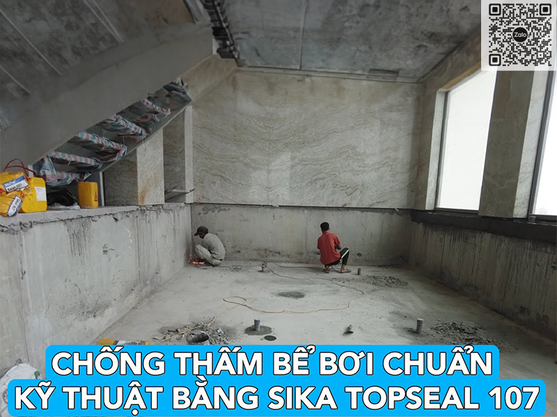 Chống thấm bể bơi sử dụng Sikatop Seal 107
